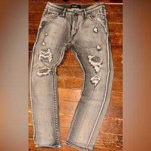 W 36 L 32 Men’s Rue 21 Gray Distressed Ripped Skinny Jeans